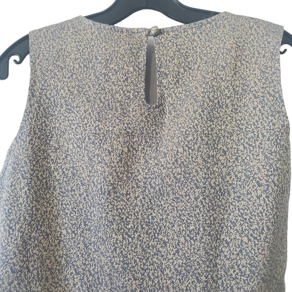 Tulle Gold Marbled Peplum Sleeveless Blouse Keyhole Button Back Zippered Medium - Picture 5 of 7